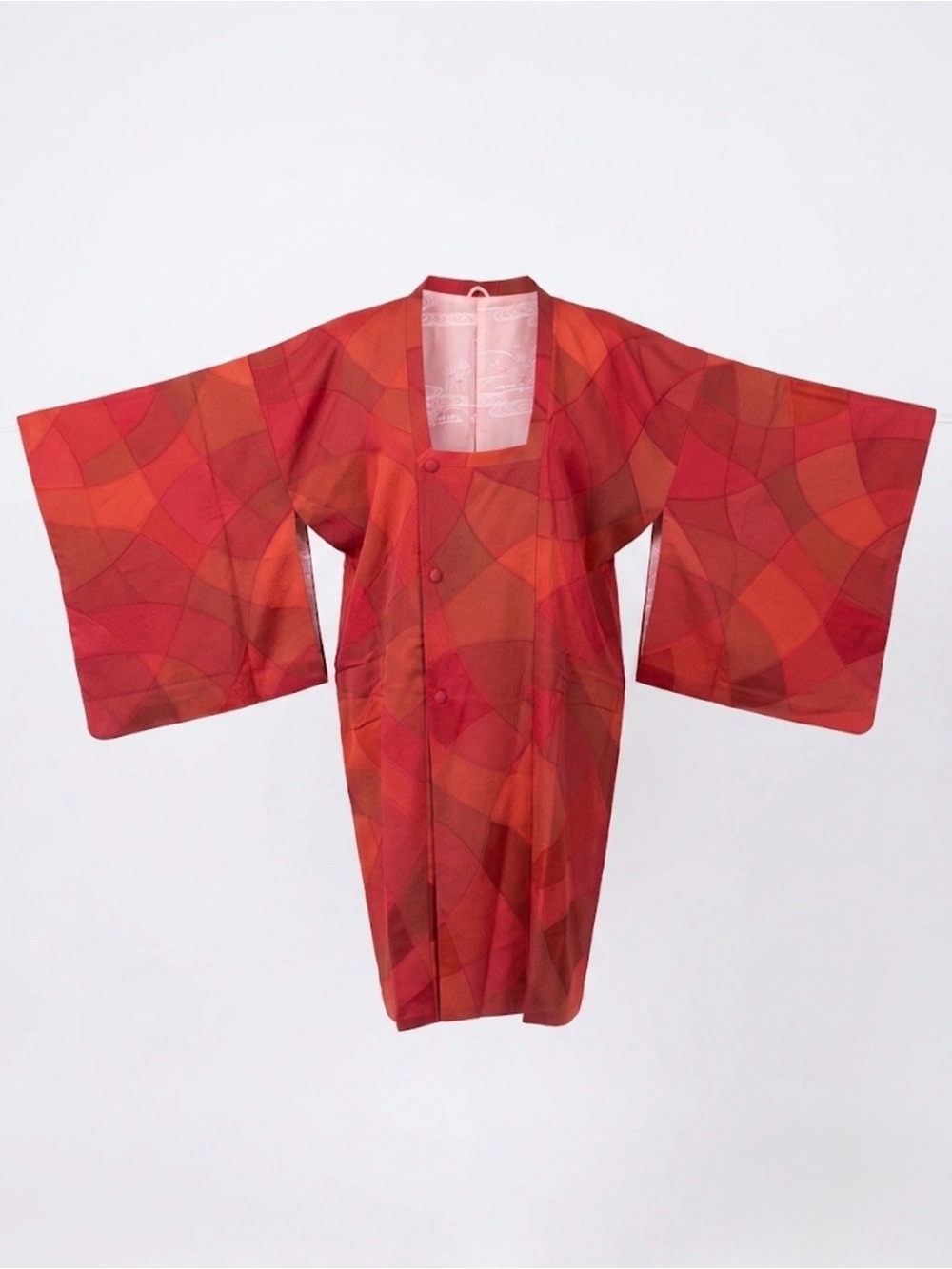 Handmade Orange Red Michiyuki Kimono Jacket - Size up to Large PTP 22 inches